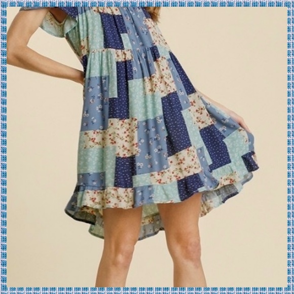 🛍 Umgee Mini Dress W/Square Neckline Ruffled Hem - Picture 5 of 12